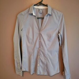H&M size 6 women's button down gray with white dots